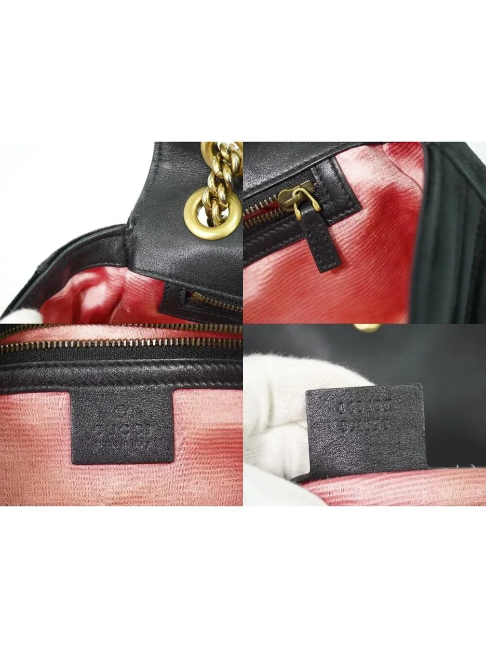 Gucci GG Marmont Chain Shoulder Bag Pochette Velvet Black